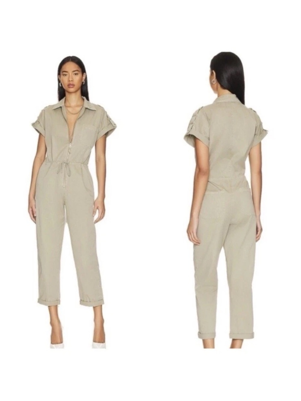 pistola Taupe Utility Short-Sleeve Jumpsuit
